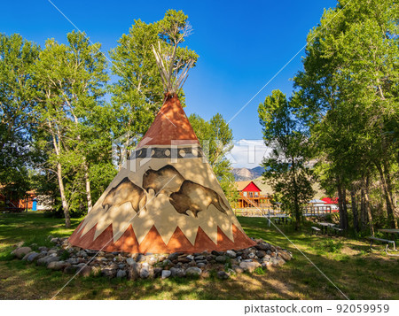 Sunny view of Tipi with beautiful landscape 92059959