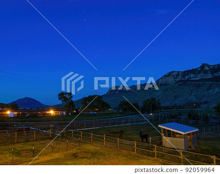 Night view of house with beautiful landscape 92059964