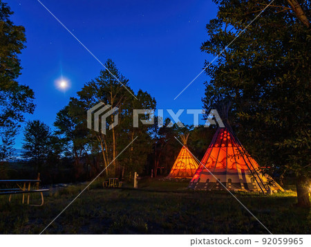 Night view of Tipi with beautiful landscape 92059965