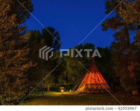 Night view of Tipi with beautiful landscape 92059967