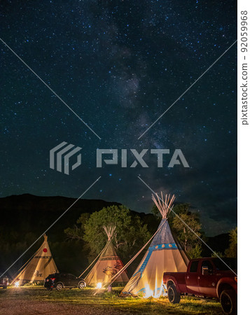Night view of Tipi with beautiful landscape 92059968