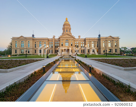 Sunset view of the beautiful Wyoming State capitol building Sunset view of the beautiful Wyoming State capitol building 92060032