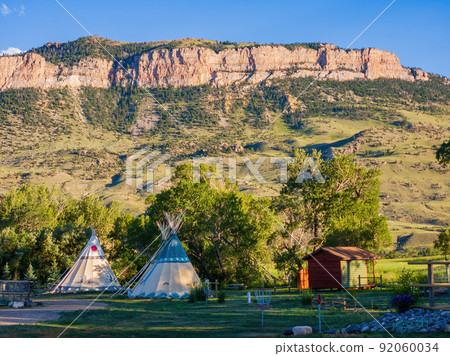 Sunny view of Tipi with beautiful landscape 92060034