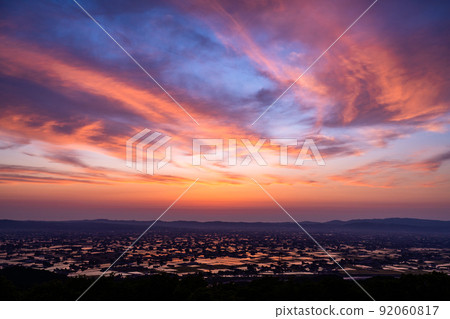 《富山縣》水鏡景觀，散村觀察廣場的黃昏 92060817