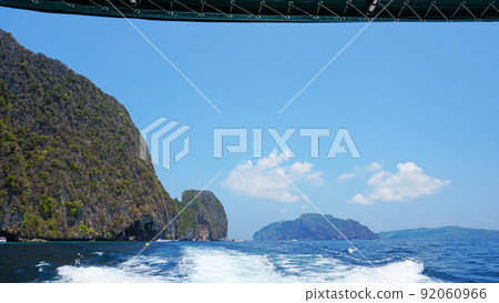 Waves from the engines of a high-speed boat. Waves from the engines of a high-speed boat. 92060966