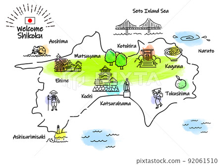 四國旅遊景點簡單線描圖 92061510