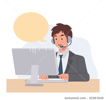 Customer service, call center, hotline.Online technical support.telemarketing agents. flat vector cartoon illustration. 92061648