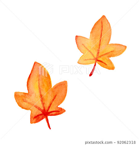 Watercolor illustration set of autumn leaves White background Vector watercolor handwritten clip art 92062318