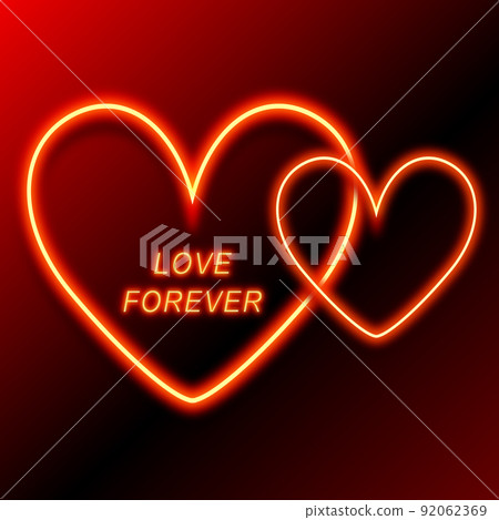 Neon light Sign Vector Heart Love forever  92062369