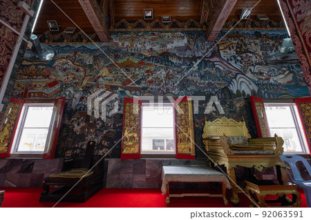 Mural painting of Min Muang Temple in Nan Province, Northern Thailand 92063591