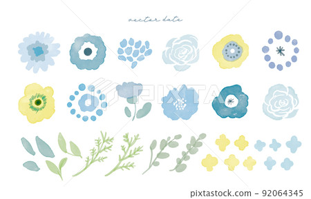 水彩。斯堪的納維亞風格的植物和花卉，帶有水彩色彩。手繪矢量植物插圖植被。斯堪的納維亞手繪植物套裝。 92064345