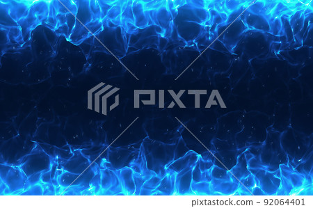 Background of blue flames burning from above and below Background of blue flames burning from above and below 92064401