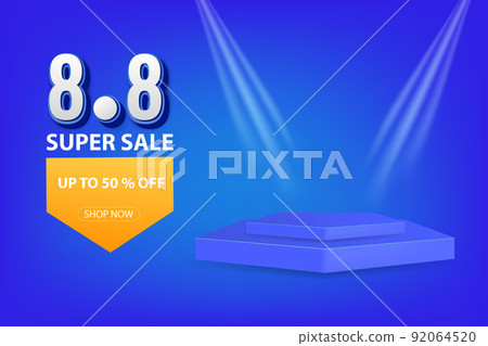88 shopping day super sale banner with product stage Vector 92064520