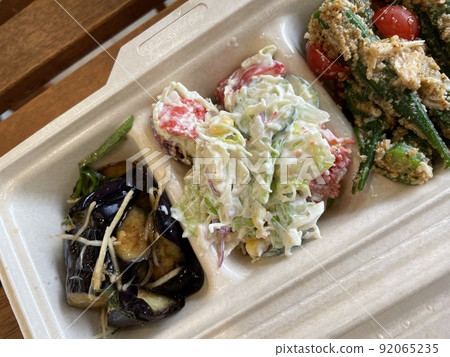 Crab stick and vegetable salad with mustard mayonnaise Crab stick and vegetable salad with mustard mayonnaise 92065235