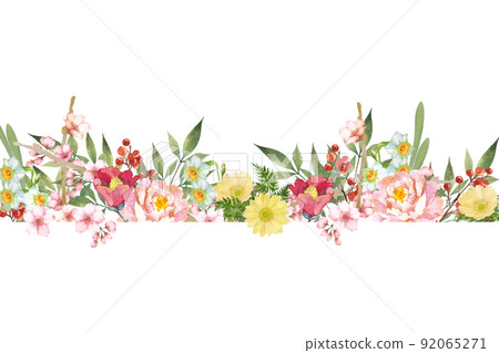 日式花框水彩插圖 日式花框水彩插圖 92065271
