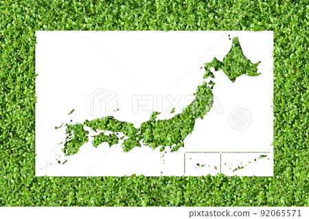 Green map of Japan with the image of environmental consideration Green map of Japan with the image of environmental consideration 92065571