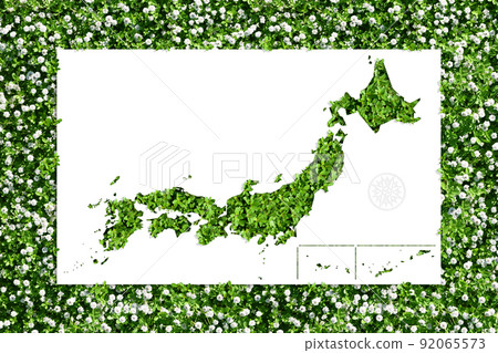 Ecology-inspired map of Japan with flowers and greenery 92065573