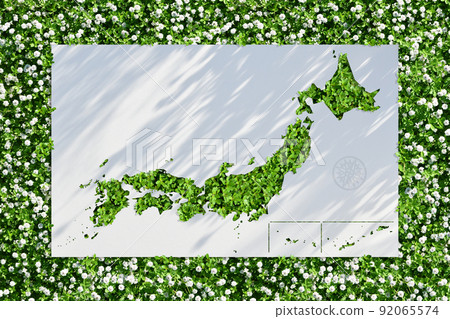 Ecology-inspired flowers and green maps of Japan reflecting the shadows of the morning sun 92065574