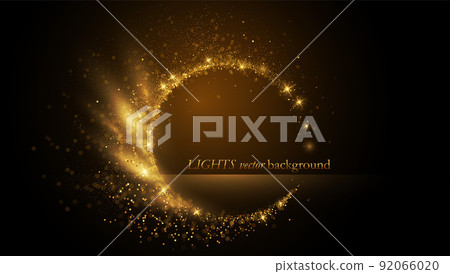 Abstract shiny color gold round light frame design element Abstract shiny color gold round light frame design element 92066020