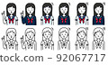 Female students with various poses and facial expressions 92067717