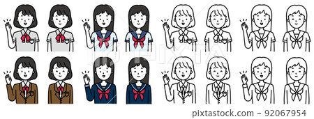 各種姿勢的女學生 各種姿勢的女學生 92067954