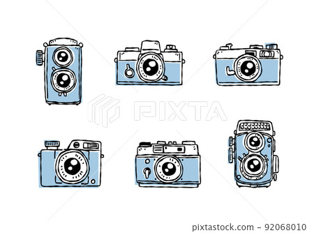 set of line drawn retro camera 92068010