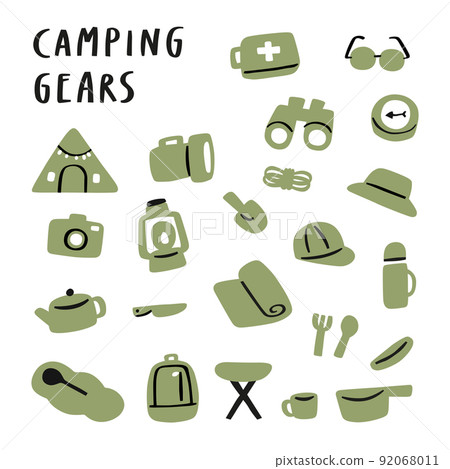 icons set of camping gears icons set of camping gears 92068011