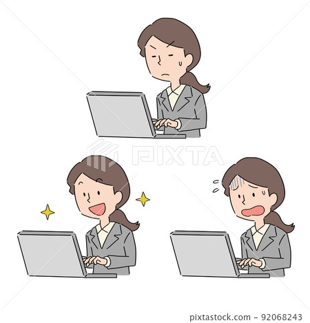 做辦公桌工作的辦公室女職員 92068243