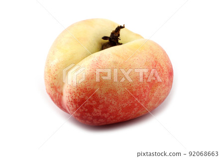 Flat peach (doughnut peach, donut peach, UFO peach, peento peach, saucer peach). Ancient Chinese variety "Pan tao". Delicacy 92068663
