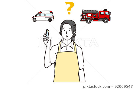 Asian woman hesitating to call rescue 92069547
