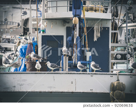 A freshwater fish crawling in a fishing boat A freshwater fish crawling in a fishing boat 92069638