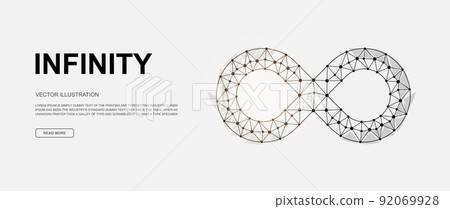 Infinity 3d low poly symbol for landing page template. Forever design illustration. Polygonal Endlessness illustration for homepage design, adv page 92069928