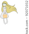 Illustration of a blonde girl with a bag 92071032