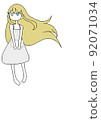 Illustration of a blonde girl with a clutch bag 92071034
