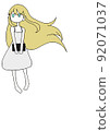 Illustration of a blonde girl with a clutch bag 92071037