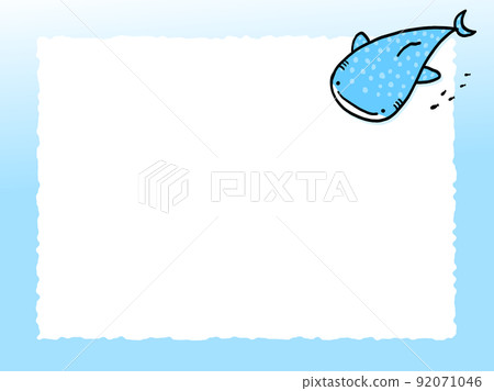 Cute whale shark frame / hand-drawn illustration material 92071046