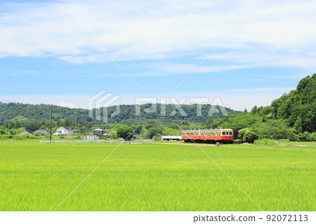 Kominato Tetsudo "Summer Rural Scenery and Kazusa-Kawama Station" 92072113