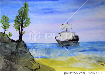 Pirate ship in Southern sea Pirate ship in Southern sea 92073116