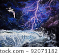 Stormy petrel and thunderstorm 92073182
