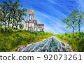 Orthodox church and river 92073261