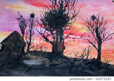 Huge nest. Abstract painting Huge nest. Abstract painting 92073263