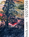 Old oak and storm. Expressionism abstract 92073266
