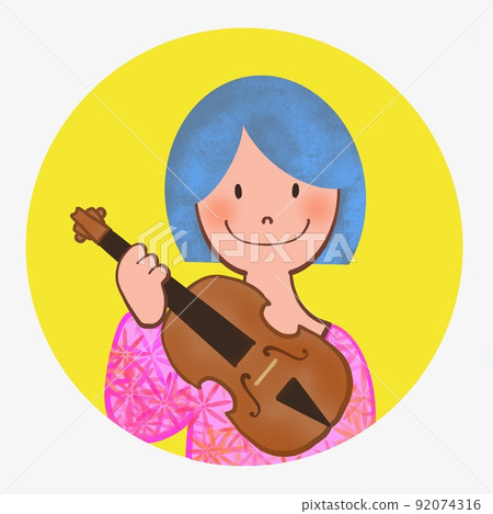 Illustration for a woman icon with a violin Illustration for a woman icon with a violin 92074316