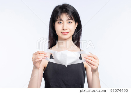 Asian girl on white background 92074490