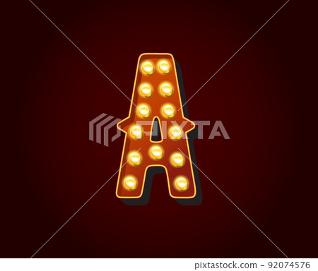 Casino or Broadway Signs style light bulb Alphabet Letter Character in Vector 92074576