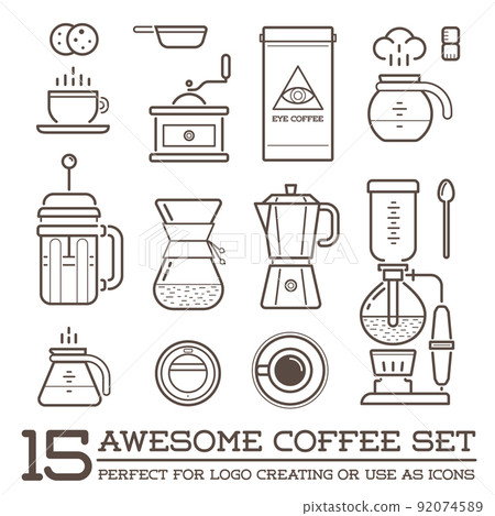 Set of Vector Coffee Elements and Coffee... - Stock Illustration ...