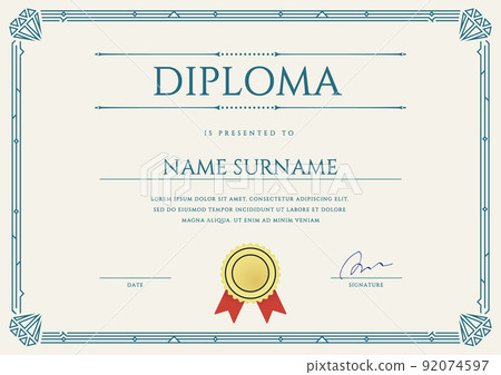 Diploma or Certificate Premium Design Template in Vector 92074597