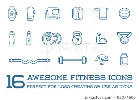 Set of Vector Fitness Aerobics Gym Elements and Fitness Icons Illustration can be used as Logo or Icon in premium quality 92074606
