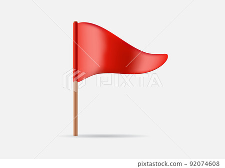 Red Triangular Waving Flag Icon or Logo in Vector. 92074608