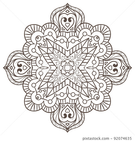 Ethnic Fractal Mandala Vector Meditation looks like Snowflake or Maya Aztec Pattern or Flower Isolated on White Ethnic Fractal Mandala Vector Meditation looks like Snowflake or Maya Aztec Pattern or Flower Isolated on White 92074635